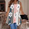 Women's Fashionable Casual Sports Double-ring Vest, Large-sized Tank Vest with Flower Printed Patterns, Irregular Hem, Elegant and Simple