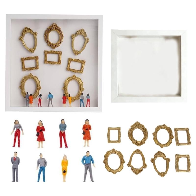 DIY Mini Museums Silhouettes Box,Shadows Box Frame Display Case,Personalize Photo Shadows Box Display with Figurine B03E
