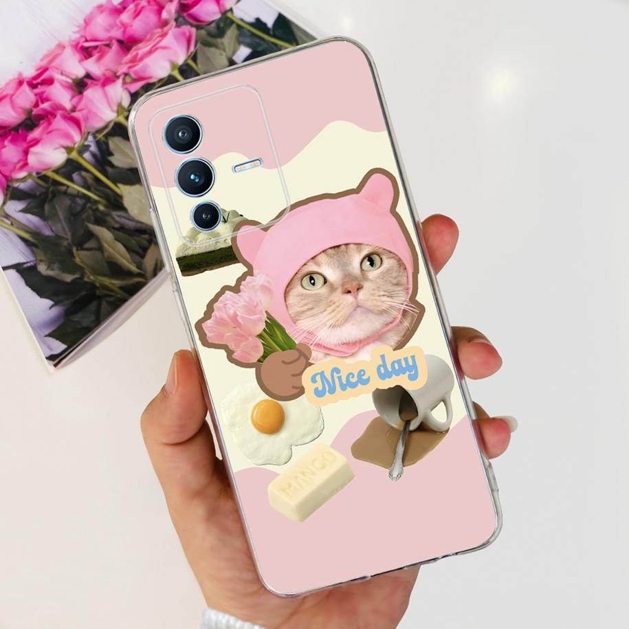 For Vivo V23 Pro V2132 Case For Vivo V23 5G V2130 V2303 Cover Fashion Flower Clear Silicone Phone Case For Vivo V23e V 23 Bumper