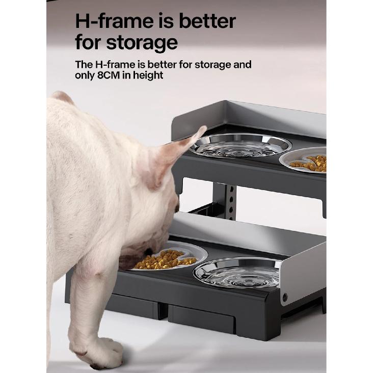 Collapsible Elevated Dog Bowls Adjustable Raised Stand with Double Stainless Steel Food Water Bowls for Small Medium Large Dogs