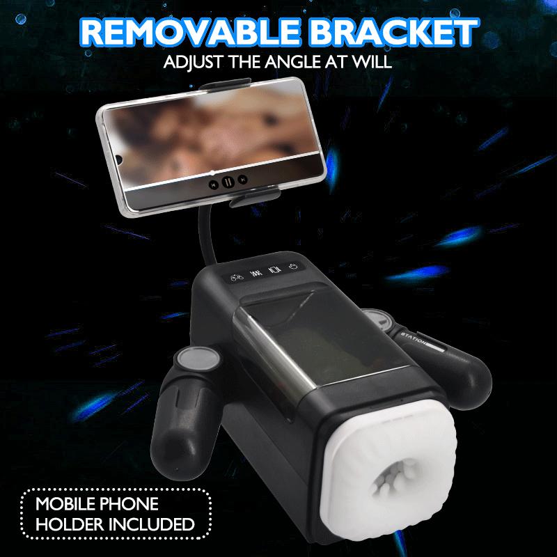 New Automatic Male Heating Masturbator 10 Thrusting & Vibration Modes Penis Trainer with Phone Holder Adult Sex Toys & Games
