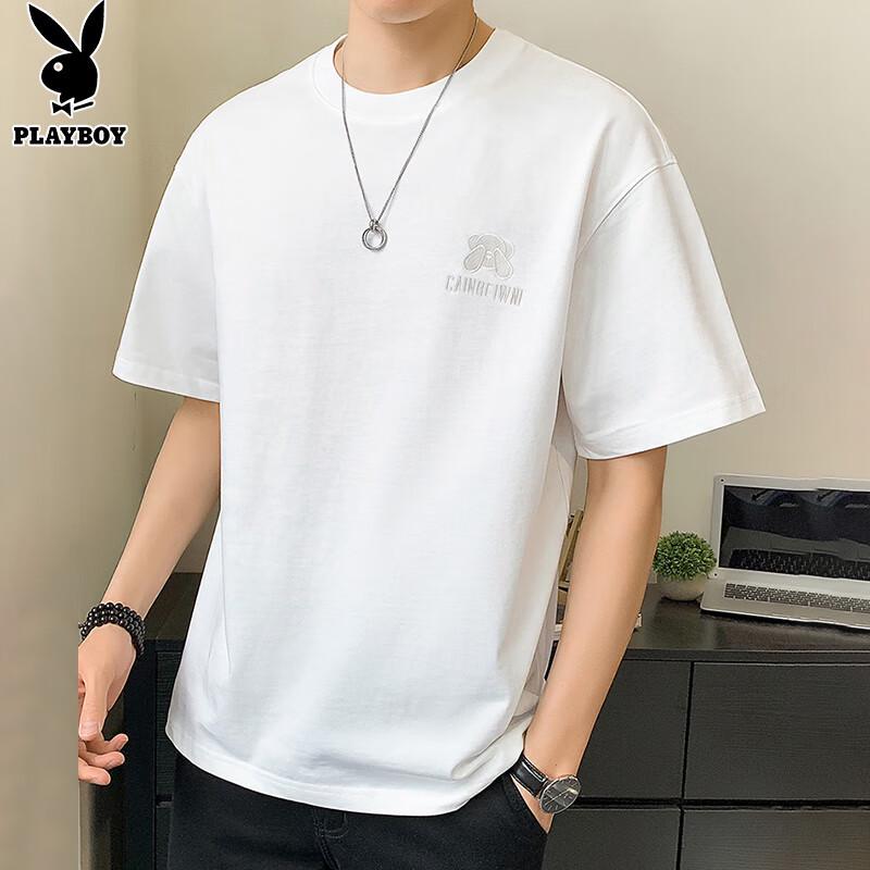 PLAYBOY Men's Loose Fit Round Neck Short Sleeve T-Shirt