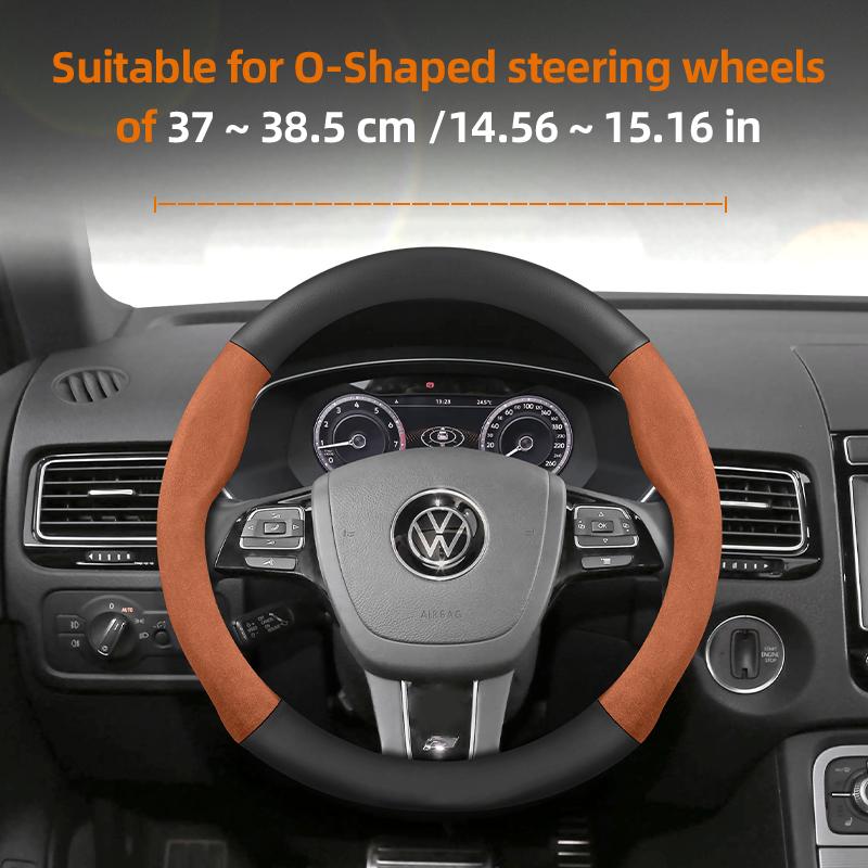 AABGI1 Suitable for Volkswagen Suede Matte Carbon Fiber Texture Steering Wheel Cover Suitable for Polo Golf 5 6 7 up Gol Volante Scirocco Passat