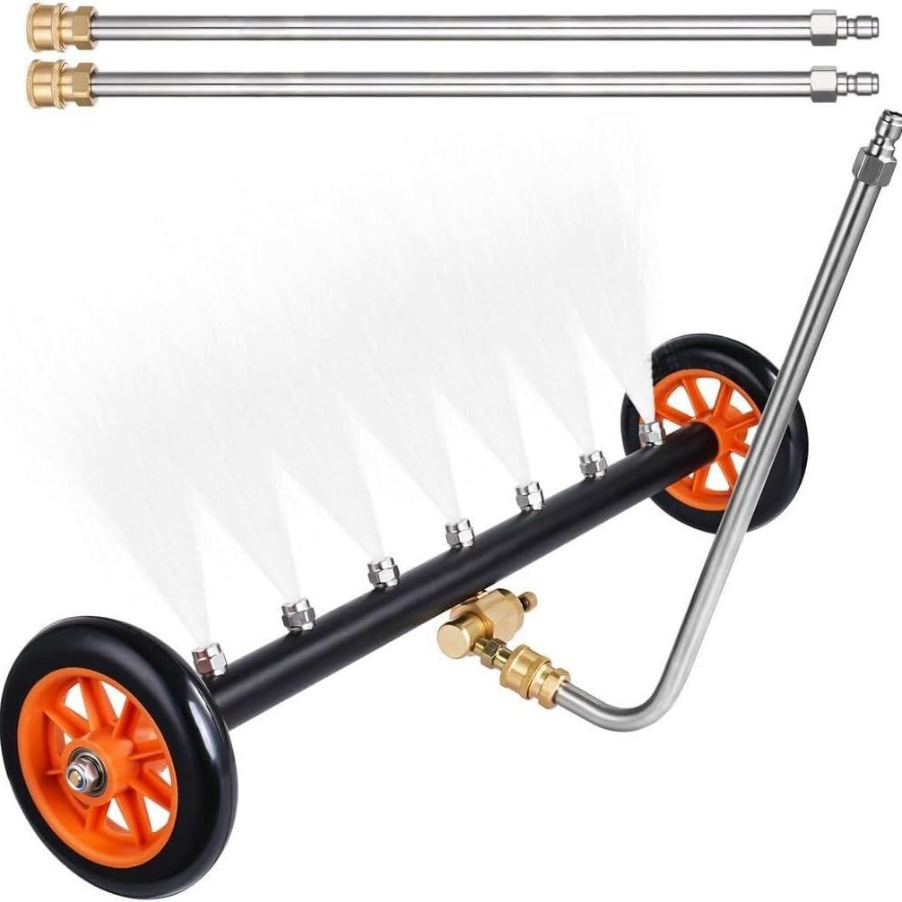 

Undercarriage Pressure Washer Attachment 24 Water Broom and Under Carriage Car Cleaner Electric Power Wash Accessories оранжевый