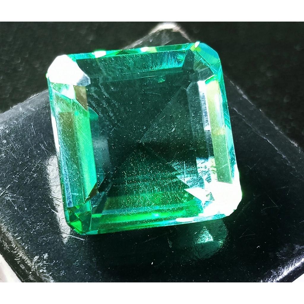Stunning Brazilian Apple Green Topaz 14 Ct Square Cut Certified Loose Gemstone