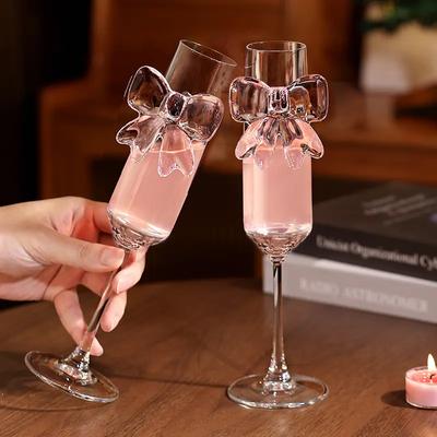 2 Pcs INS Style Crystal Butterfly Wine Glass – Cute Long Stem Goblet for Red Wine, Champagne & Sparkling Drinks