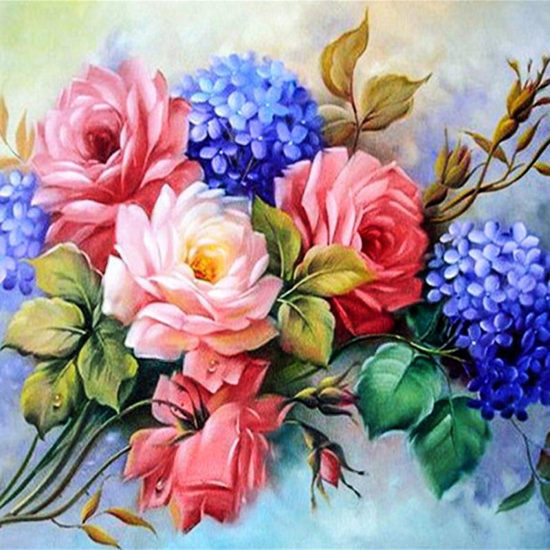 Kit de pictura cu diamante cu flori, broderie cu diamante cu strass, pictura DIY