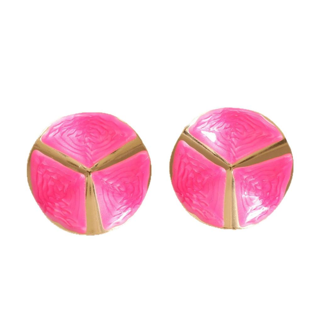 New dripping oil round stud earrings fashionable versatile niche light luxury high-end earrings temperament ear jewelry