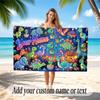 Dinosaur Theme Quick Dry Beach Towel Custom Name Text Print Large Sand Resistant Towel Beach Vacation