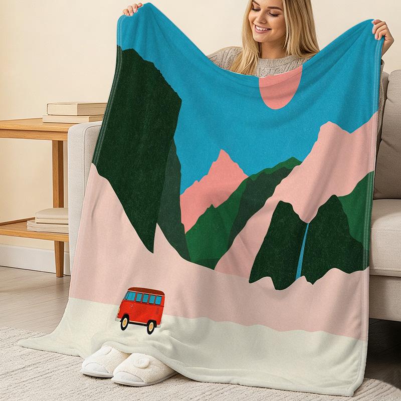 Printed Flannel Blanket: Soft Cozy Warm Breathable Throw for Dorm Bed, Home Decor, Christmas & Halloween