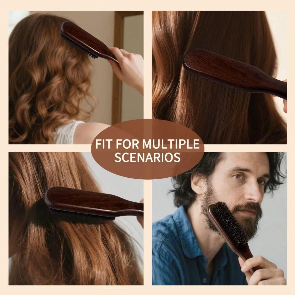 Brown Boar Bristle Hair Brush Professional Bristle Brush Barber Styling Tool for Thick Fine Hair