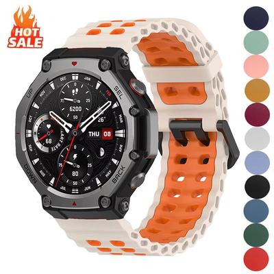 Atmungsaktives Silikonband für Huami Amazfit T-Rex 3 2 1 T-Rex 3Pro 44mm 48mm T-Rex Ultra Buntes Armband Sportuhrband Gürtel