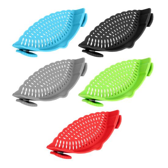 Clip-On Silicone Strainer for Pots And Pans Food Pasta Vegetable Drainer Heat-Resistant Dishwasher Safe Kitchen Colander
