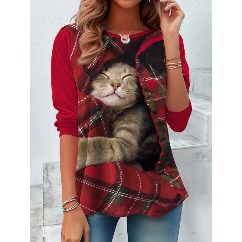 Fashion 3D Print Snowman Christmas Theme O-Neck Long Sleeve T-Shirts Womens Clothing Casual Y2K Clothes Harajuku Female Clothing