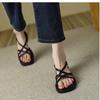 2026French Elegant Low Heel Roman Sandals Comfortable Open Toe Women's Shoes Fashionable Summer Slimming PU Leather