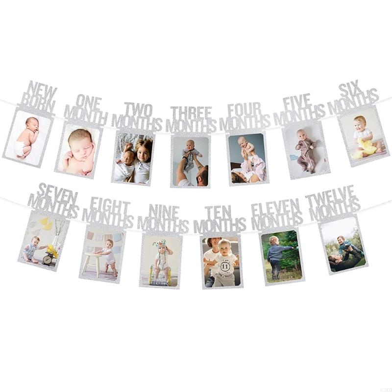 62KD 1st Birthday Photo Banners Decorations for Baby from Newborns To 12 Months