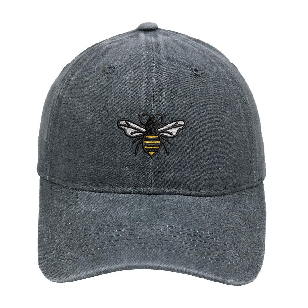 Bee baseball cap cartoon cute embroidery cap European and American retro washed old men's and women's casual hat