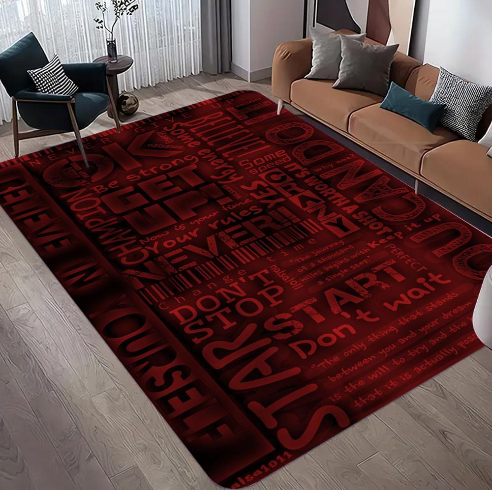 Motivational Quote Area Rug for Living Room Bedroom Modern Home Decor Black and White Typography Carpet Non Slip Floor Mat