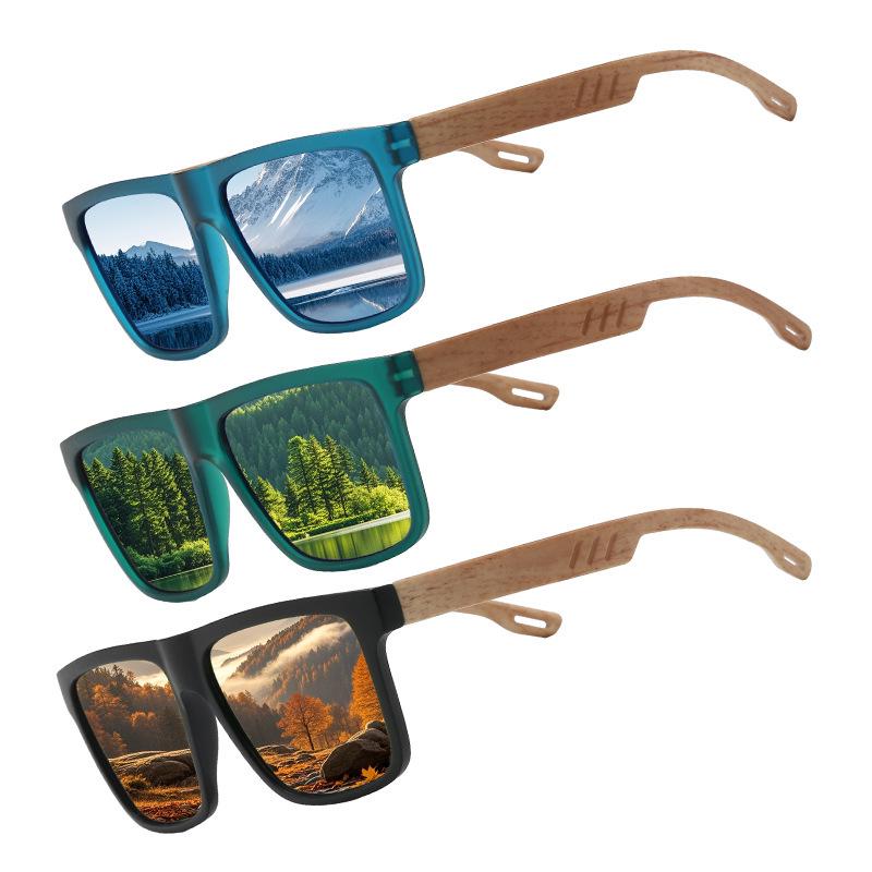 Unisex Retro Bamboo & Wood UV Protection Sunglasses - Stylish for Cycling, Driving & Casual Wear