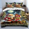 Santa with Gifts Christmas Set Bedding Duvet Cover Set Duvet Cover Pillowcases  (1*Duvet Cover 2*Pillowcases, without duvet insert)