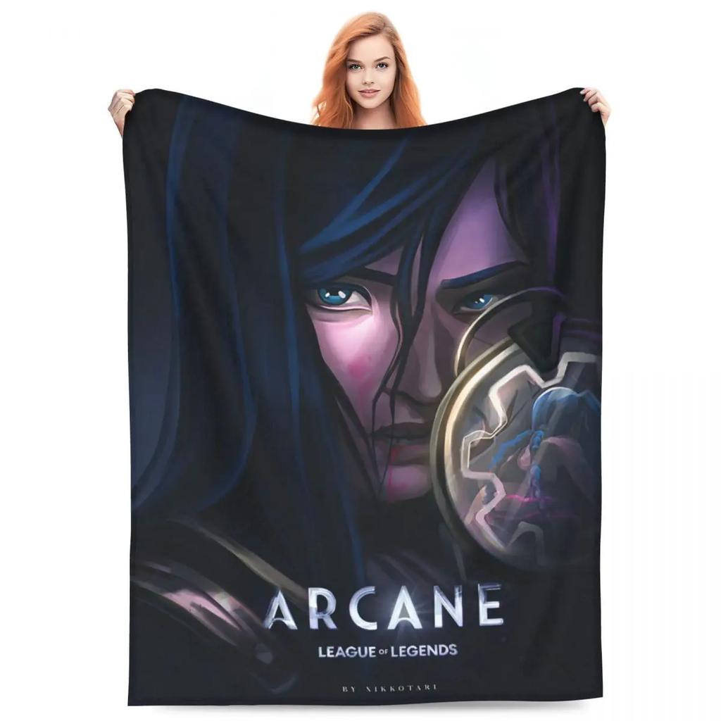 Arcane Caitlyn Game Flannel Blanket Warm Soft Throw Blanket for Outdoor Picnic Print Bedspread Sofa Bed Cover
