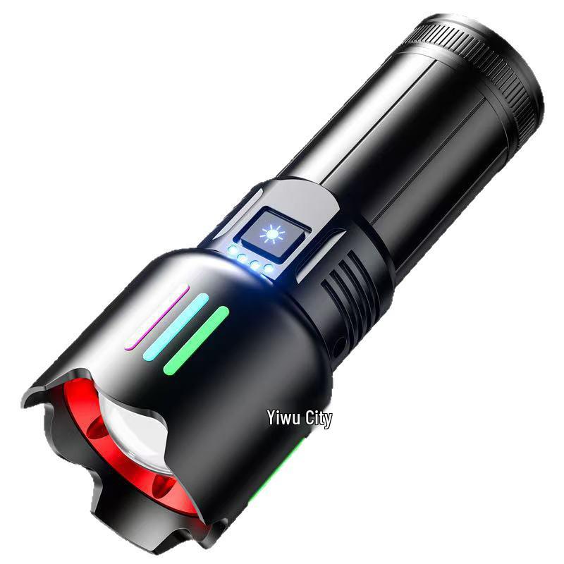 High-Power Telescopic Aluminum Flashlight - Outdoor, Long Battery Life, High Lumen