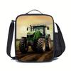 Lebendiger Traktor-Mähdrescher-Druck Isolierte Lunchtasche - Strapazierfähige rechteckige Polyester-Tragetasche für Arbeit, Reisen, Picknick