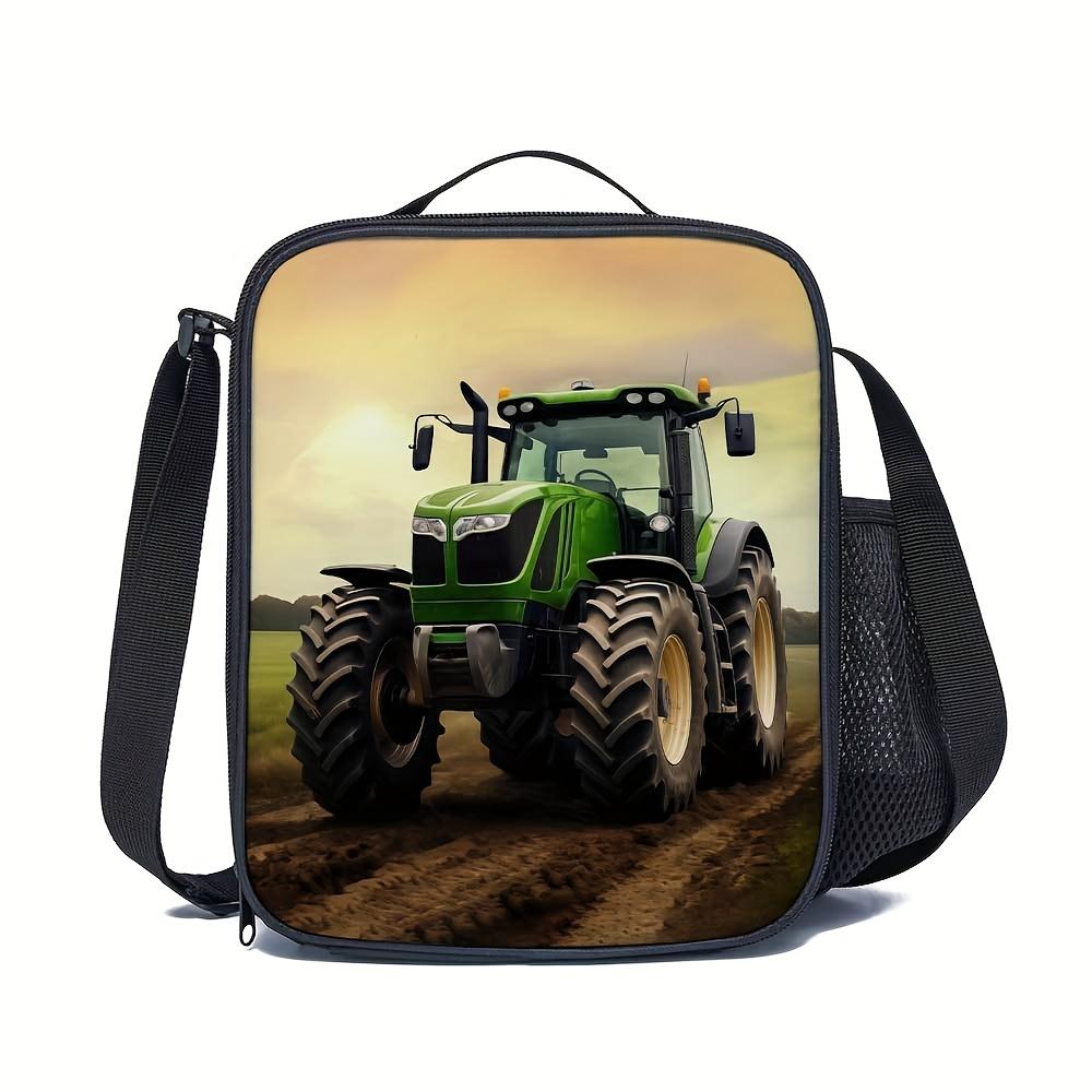 Vibrant Tractor Harvester Print Insulated Lunch Bag - Durable Polyester Rectangular Tote for Work, Travel, Picnic One Size