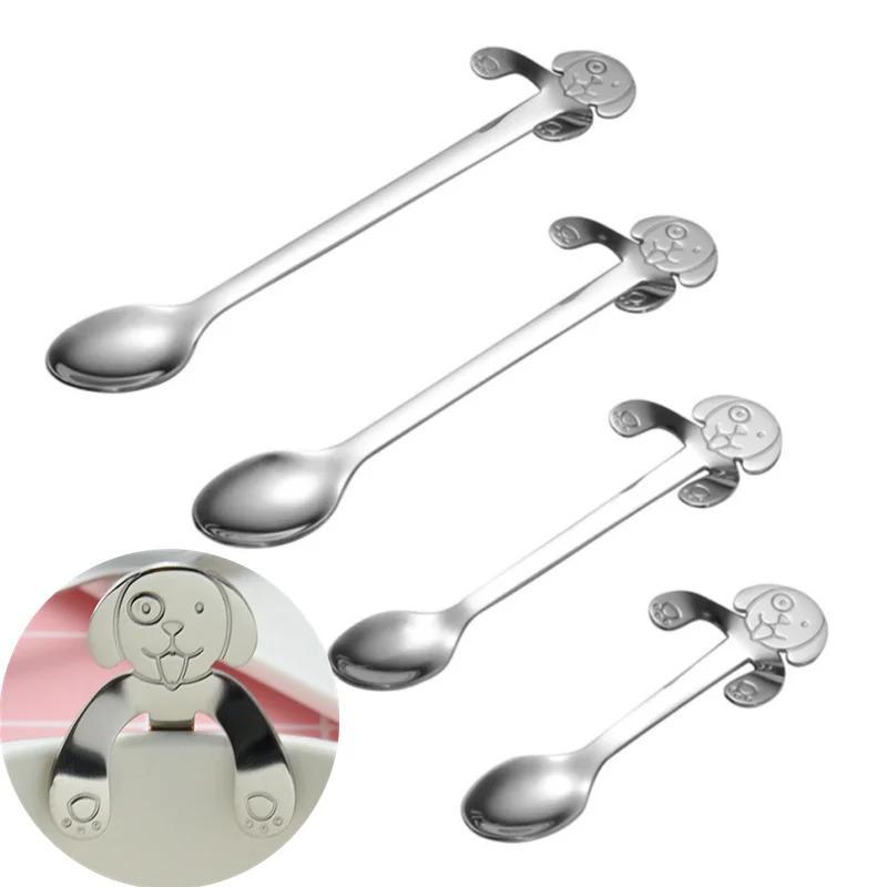 Stainless Steel Creative Spoon Puppy Coffee Spoon 1 Pc Cartoon Dog Spoon Long Handle Spoons Flatware Drinking Tools