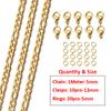 2Meters/1Meter Stainless Steel Chain Lobster Clasps Jump Rings Connectors Chains for Bracelet Necklace Jewelry Making DIY Kit