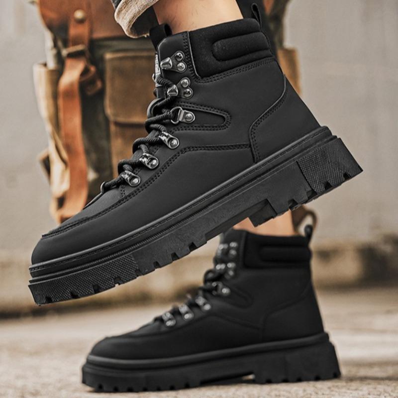 Luksusowe męskie buty Modne wysokie skórzane buty Outdoorowe casualowe botki Antypoślizgowe buty na grubej podeszwie Męskie buty na platformie Botas