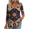 Women's T Shirt Print 3/4 Sleeve Fashion Basic V- Neck Regular Top