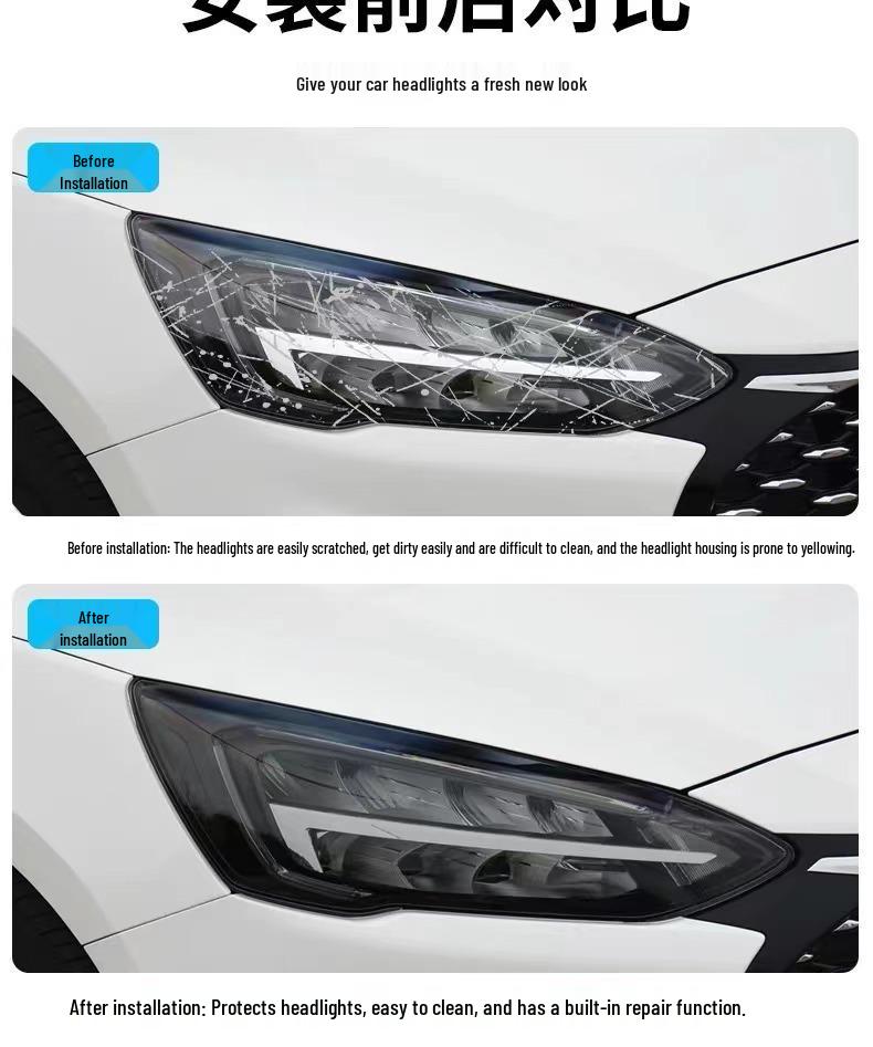 Ford Mondeo/Edge/Explorer Black Headlight & Clear Taillight Film - TPU