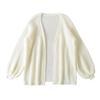 Solid Color Lantern Sleeve Knit Cardigan Jacket - Women's Autumn Loose Casual Style
