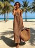 Latzkleid Damen Sommer locker gerade ärmellos lang Strandurlaub einfacher Stil Damenbekleidung