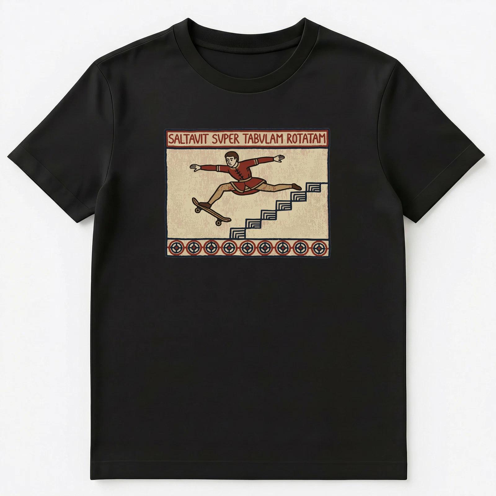

History Buff Skater Latin Skateboard Medieval Tapestry Unisex T-Shirt S