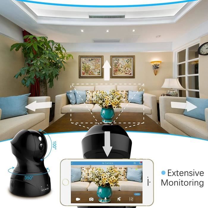 1080p IP Camera, Smart Surveillance Camera, WiFi Wireless Baby Monitor Security Camera, with Bi-directional Microphones