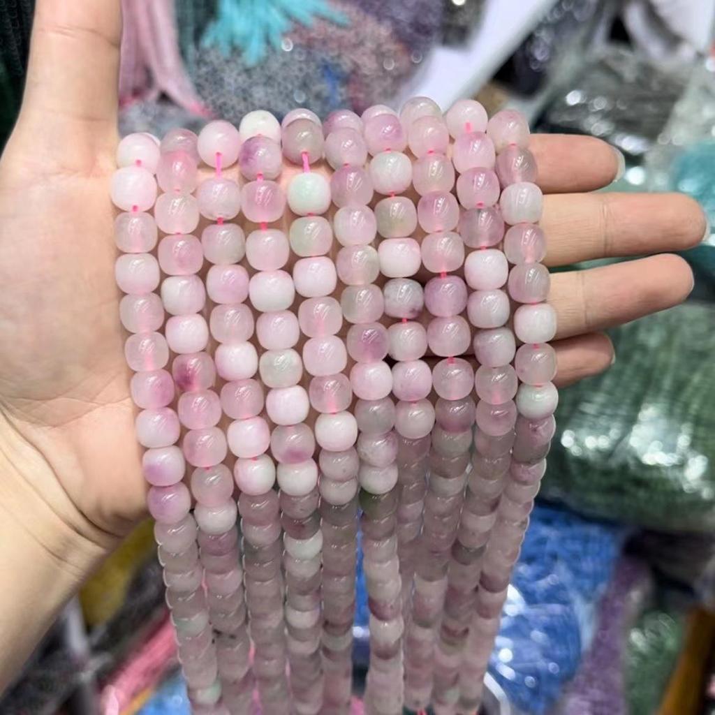 9x10 Natural Chalcedony Beads: Multicolor Morganite, Tourmaline, Amazonite Barrel Beads for DIY Jewelry