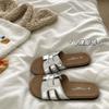 Advanced sense~ Great easy to wear one-word soft-soled fashionable outer wear versatile flat-bottomed beach slippers