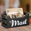 Wood Mail Holder Storage Box Sorter Rustic Black Vintage Multifunctional Office Supplies