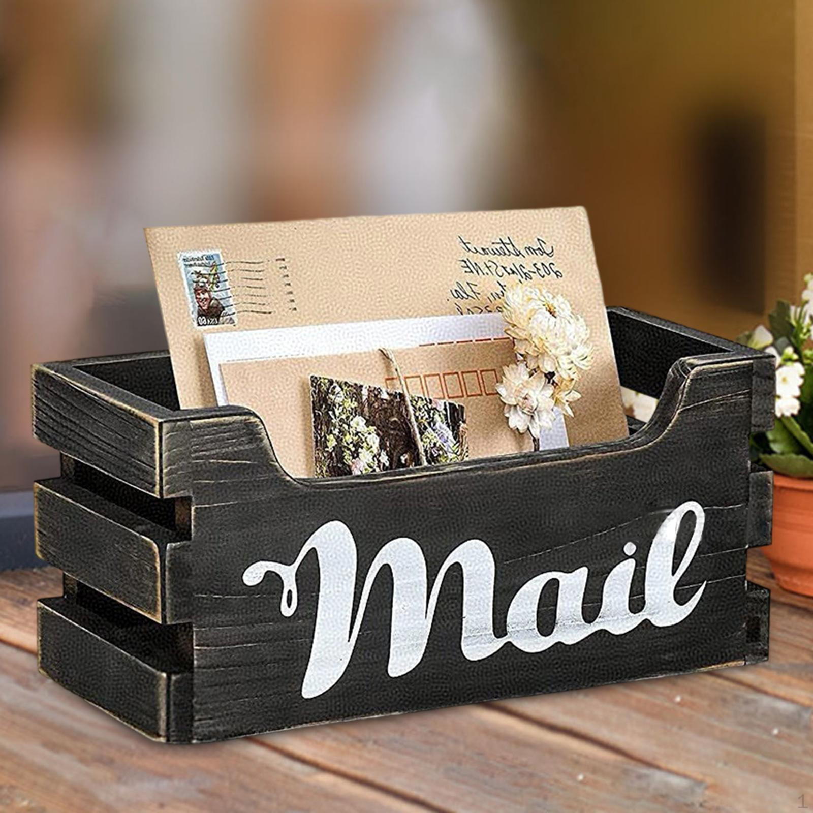 

Деревянный держатель для почты, ящик для хранения, сортировщик, рустикальный черный, винтажный, многофункциональные офисные принадлежности