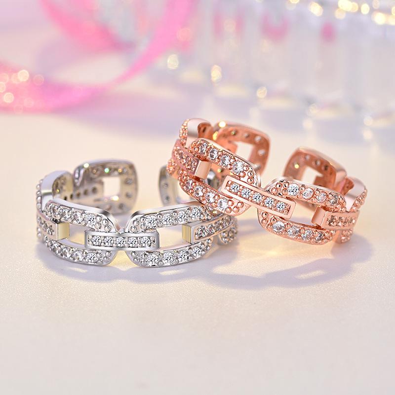 2022 Korean Fashion Women's Diamond Flash Open Ring - Stylish Hollow Design