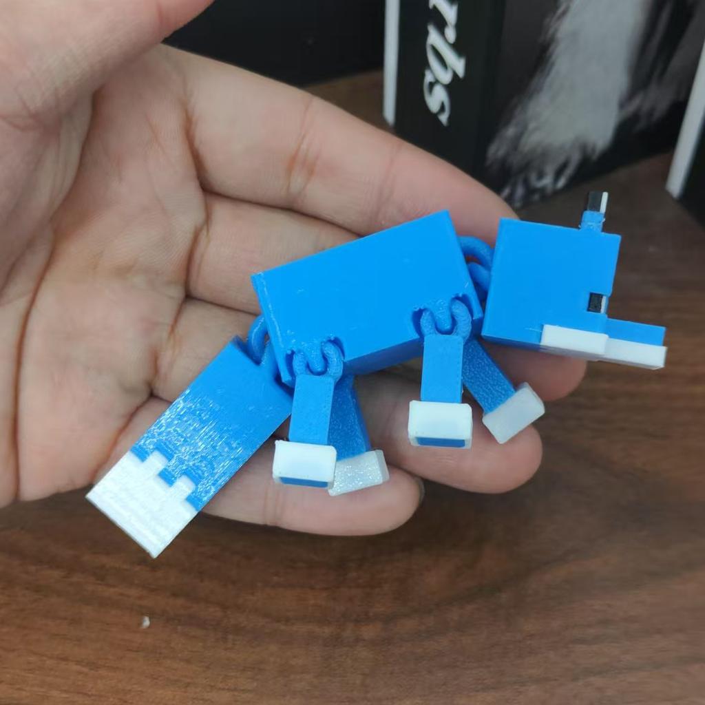 3D Printed Blue Fox-shaped Figurine Pet Figurines Collection Toys Action Figurines Ornament Ornaments Decor Kids Gift