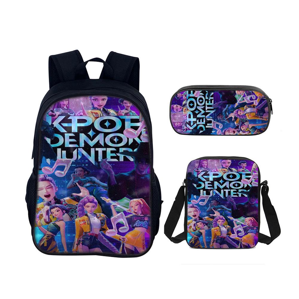 Kpop Demon Hunters Student School Bag Satchel Pencil Case Three-Piece Set Demon Hunters Backpack Set