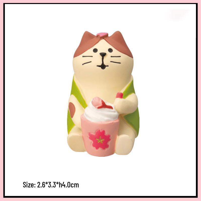 Zakka Creative Cherry Blossom Cat Miniature Resin Ornament