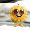 Sunflower Car Rearview Mirror Pendant Acrylic Auto Ornament for Christmas Tree Lightweight Hanging Decoration