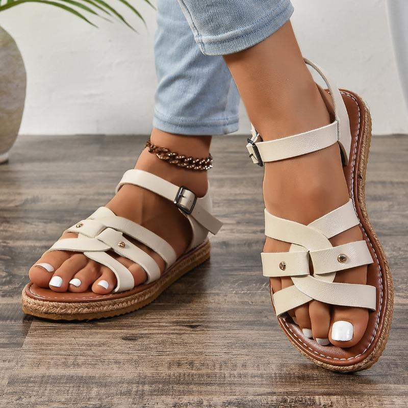 

Large size style hemp braided platform sandals women s cross with beach sandals 36