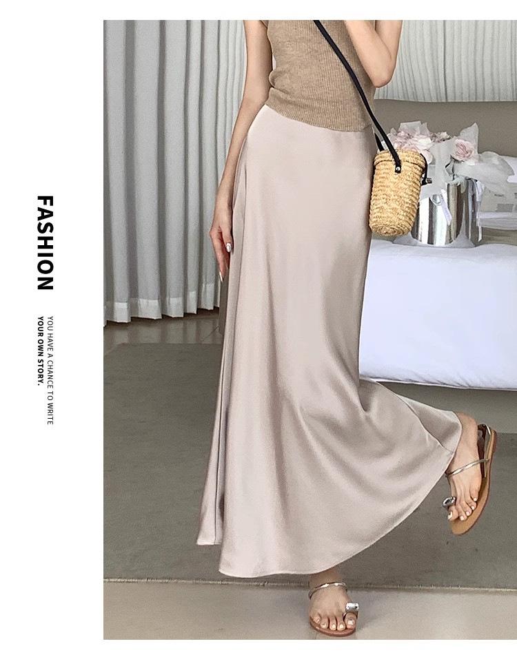 Damska spódnica satynowa z wysokim stanem typu rybka - Wiosna 2024