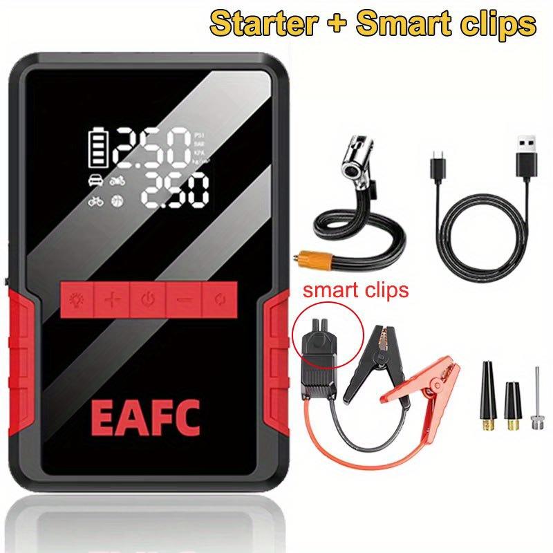 2-in-1 Auto-Starthilfe - Tragbarer Reifenfüller, Großes Display, LED-Licht & Powerbank für 4,0L Benzin 6,0L Diesel Auto