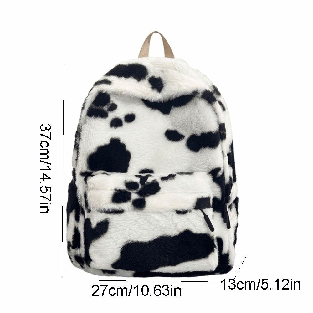 Plush Leopard Print Backpack Lightweight Students Daypack Wear Resistant Students School Bag  Daily
